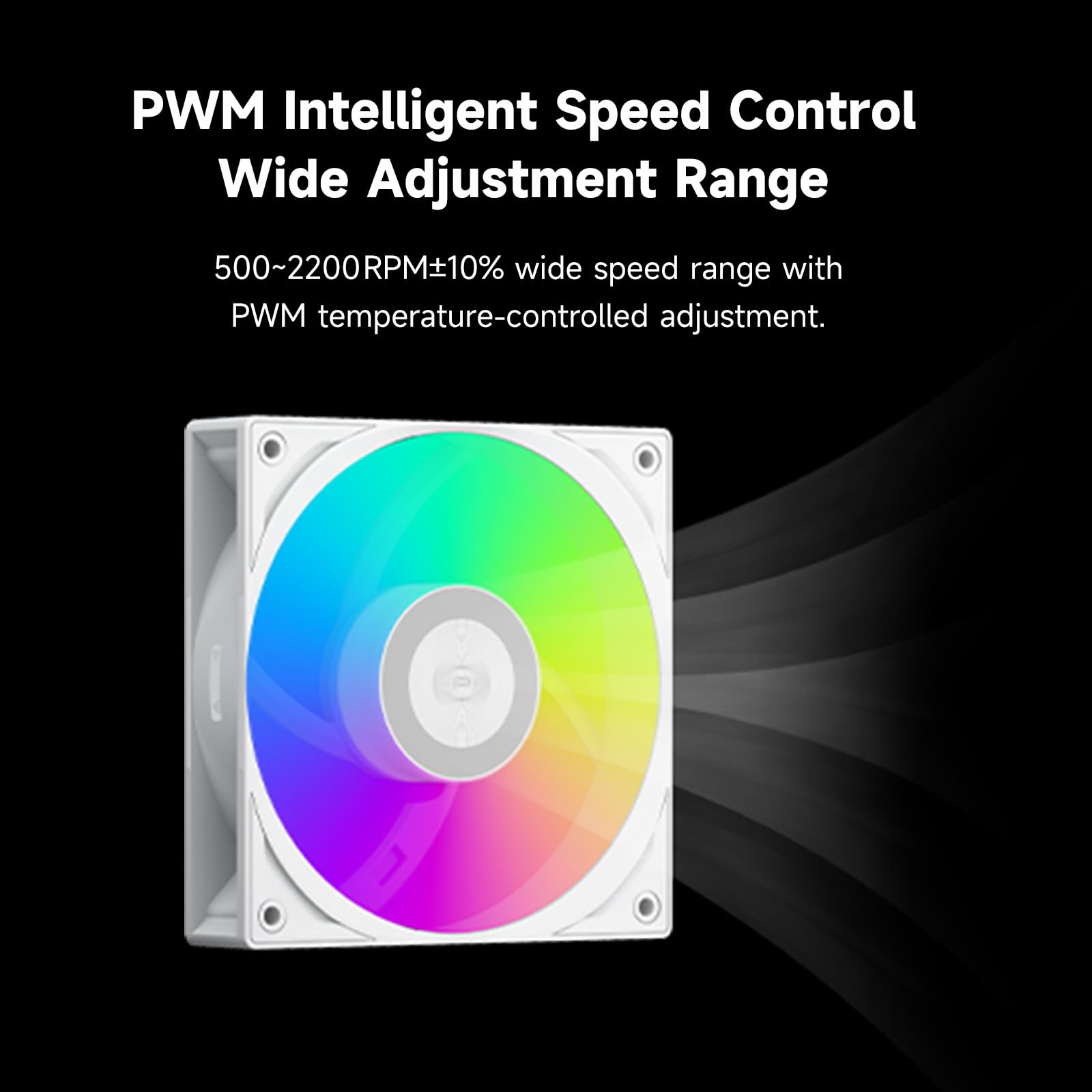 PCCOOLER ARGB - Ventilador de caja de 120 mm, 3 unidades, cadena de margaritas de metal inalámbrico, iluminación lateral geométrica, ventilador PWM de alto rendimiento con rodamiento FDB, para