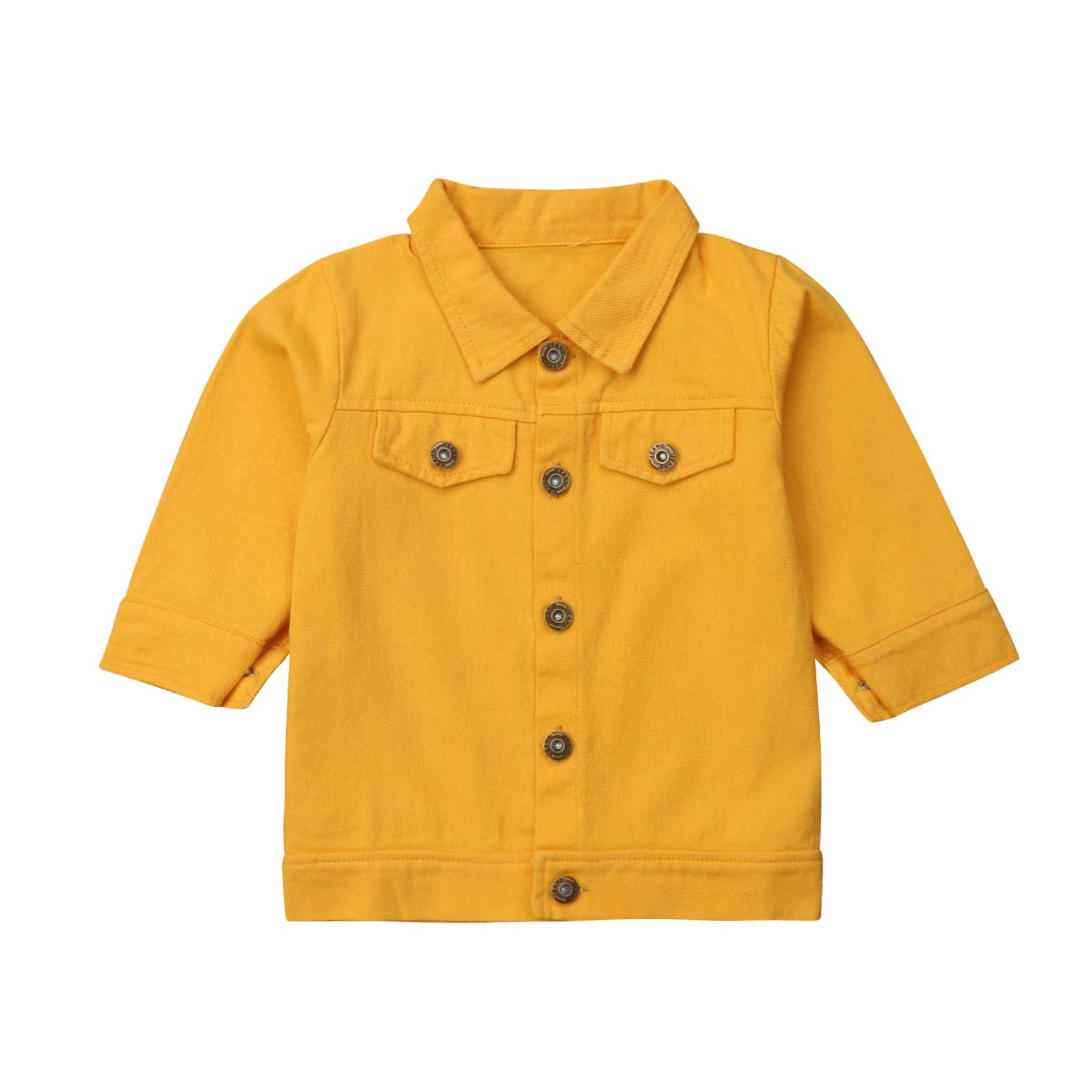 ZAXARRA Toddler Baby Girls Long Sleeve Jacket Trench Coat Denim Outwear Clothes (5-6 T, Yellow)