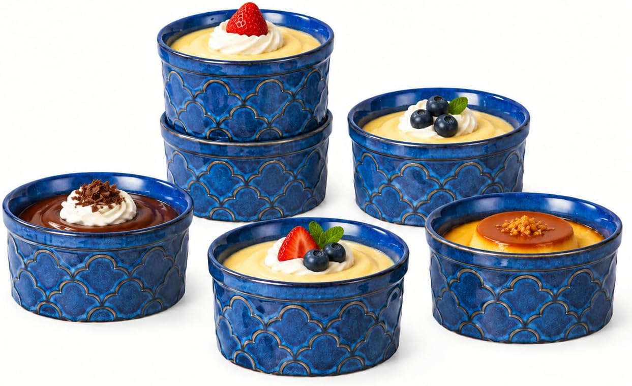 Ramekins Oven Safe, 8 oz Ramekin, Ceramic Dipping Bowls Set of 6