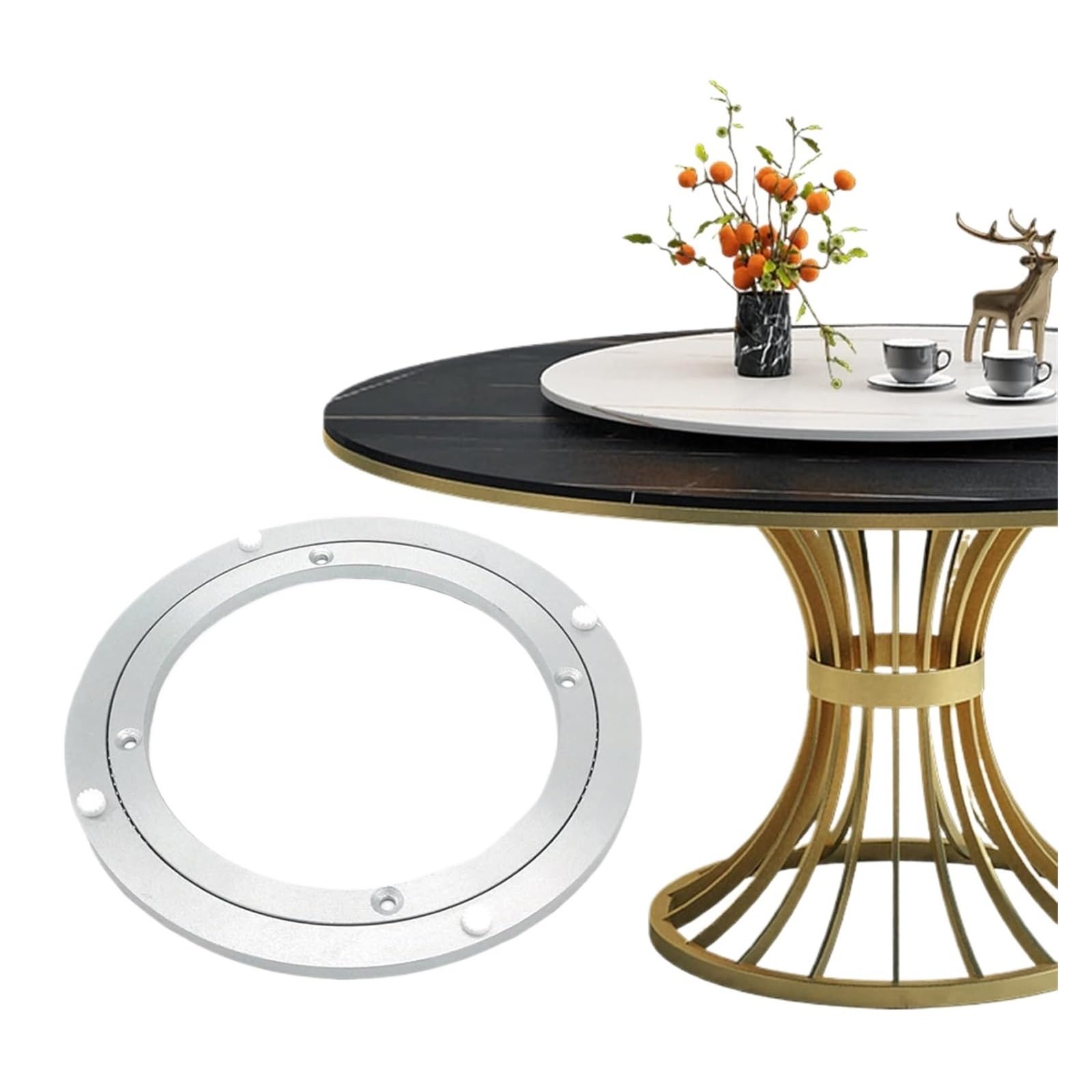 plateau tournant pour table à manger, Roulement rotatif en métal aluminium robuste(23 inches (580mm))