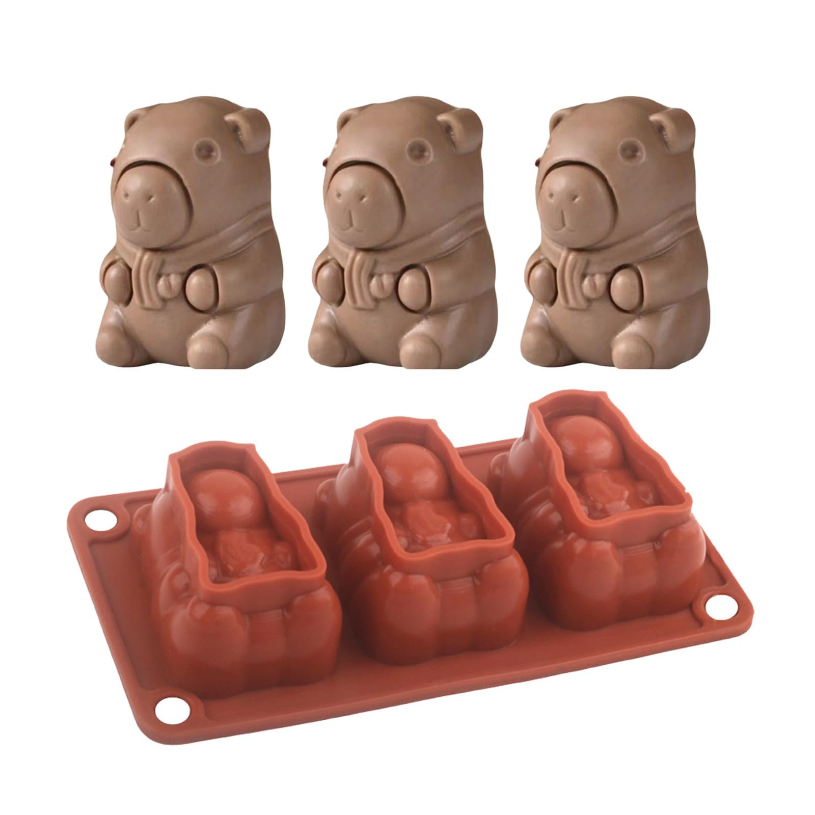 Jazuaiao 3 Cavity Silicone Mousses Cake Molds for Birthdays and Gatherings Capybaras/Durian Dessert Chocolate Baking Tool French Dessert Silicone Molds