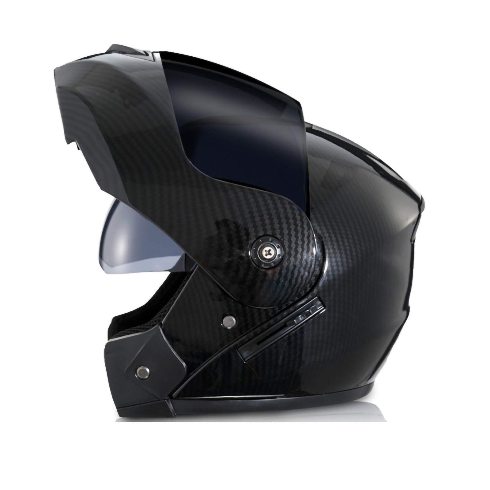 Casco De Moto Abatible con Doble Visera Cascos De Carreras De Motocross Modulares Casco De Moto Integral De Invierno A Prueba De Viento E,XL