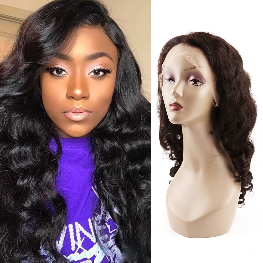 Natural Hairline 130% Density Front Lace Wigs 13x4 Pre plucked Loose Wave Wigs 100% Brazilian Virgin Human Hair for Women Natural Color(Front Lace Wig, 10 inch)