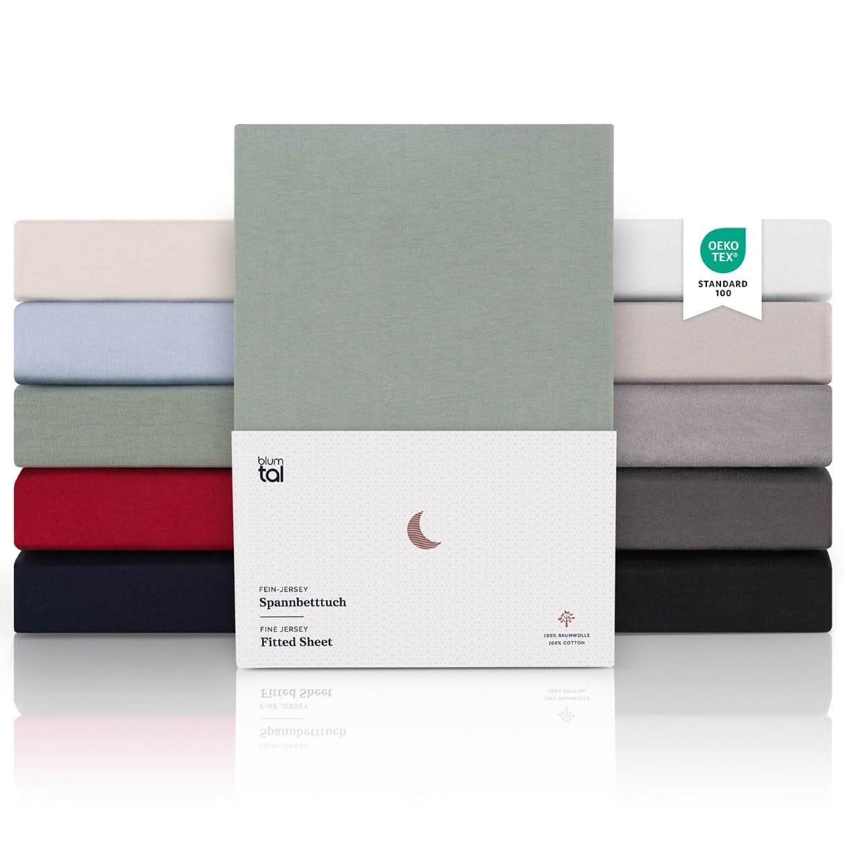 Blumtal® Premium Spannbettlaken 90x200cm 2er Set Jersey - Oeko-TEX zertifiziertes Bettlaken 90x200cm Baumwolle 100% - Spannbettlaken Boxspringbett - Laken 90x200 - Summer Green - Grün