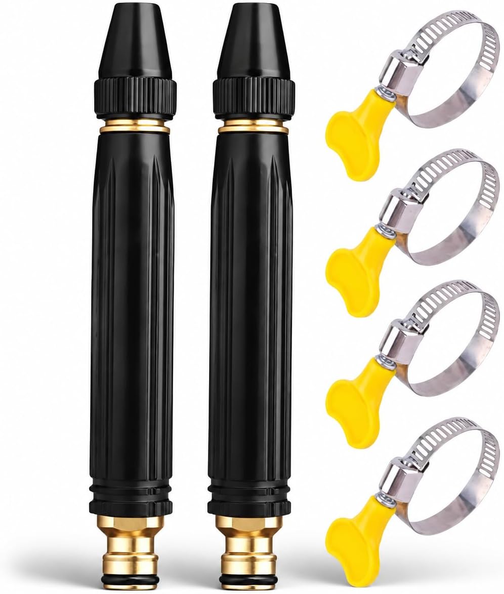2Pcs High Pressure Hose Nozzle,Heavy Duty Adjustable Twist Hose Nozzle Jet Sweeper Nozzle,Home High Pressure Car Wash Water Gun,Washing Patio Cleaning, And Lawn Watering(And Washing US3/4")