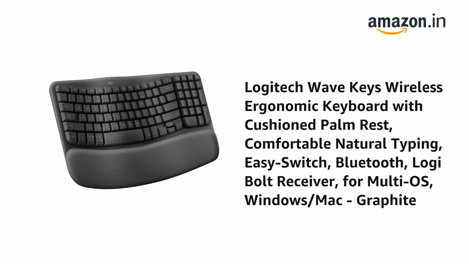Amazon.in: Buy Logitech Wave Keys Wireless Ergonomic Keyboard with