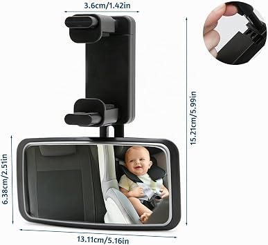 360° Rotating Car Rear Seat Mirror for Babies and Children Seat