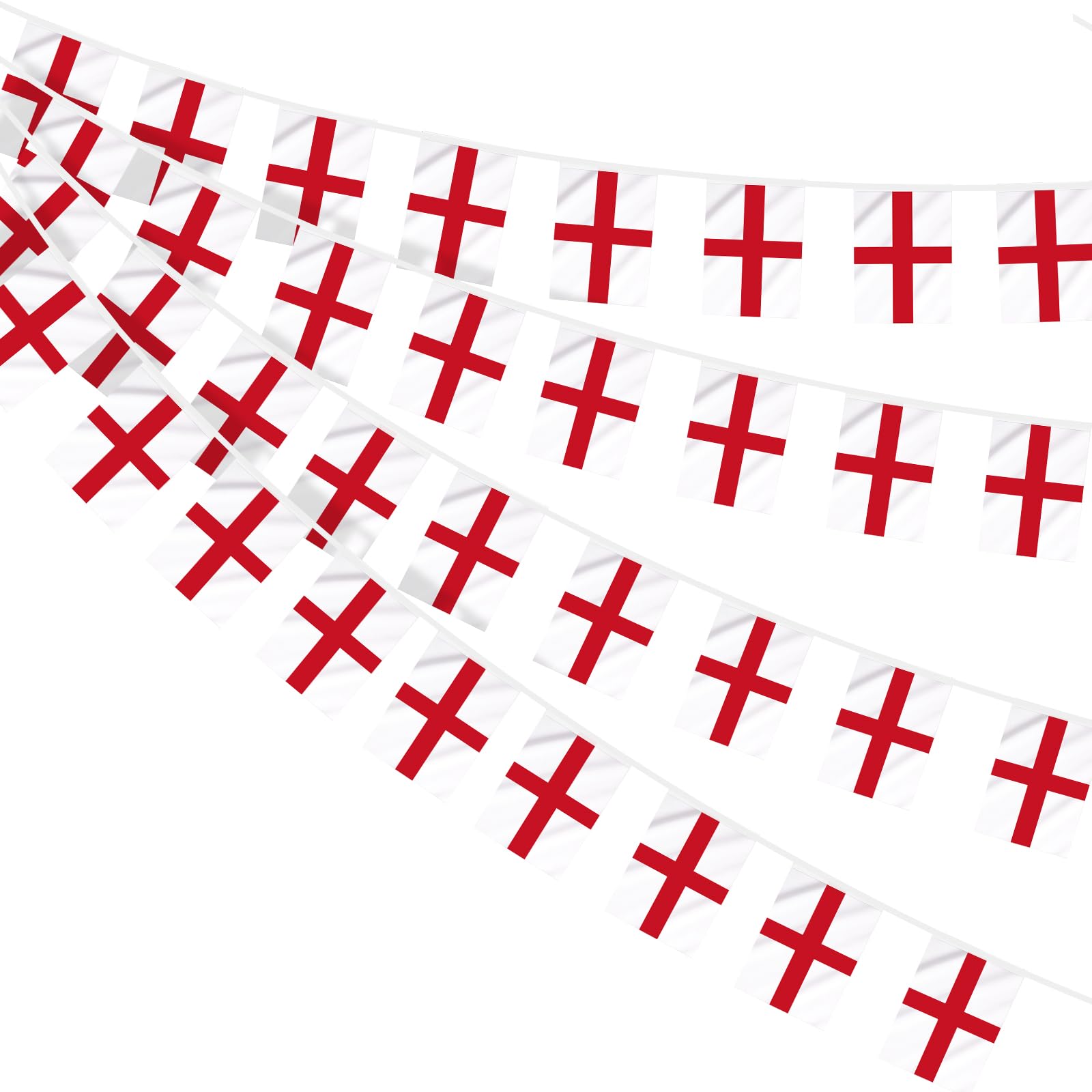AhfuLife England St George Bunting for St. George's Day Decorations, 30pcs Flags Double Sided Fabric England Bunting for Rugby Football World Cup Six Nations Party Decor (20 x 28 cm - 10m, 1 Pack)