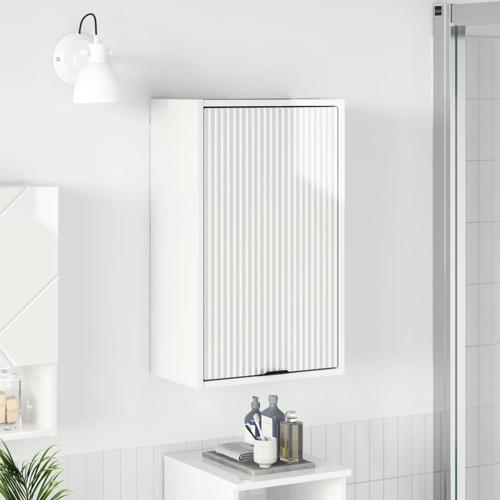 Generisch Badezimmerschrank Hochglanz Weiß 39 x 23,5 x 65 cm,Badezimmerwaschtische,10.82 kg-883388