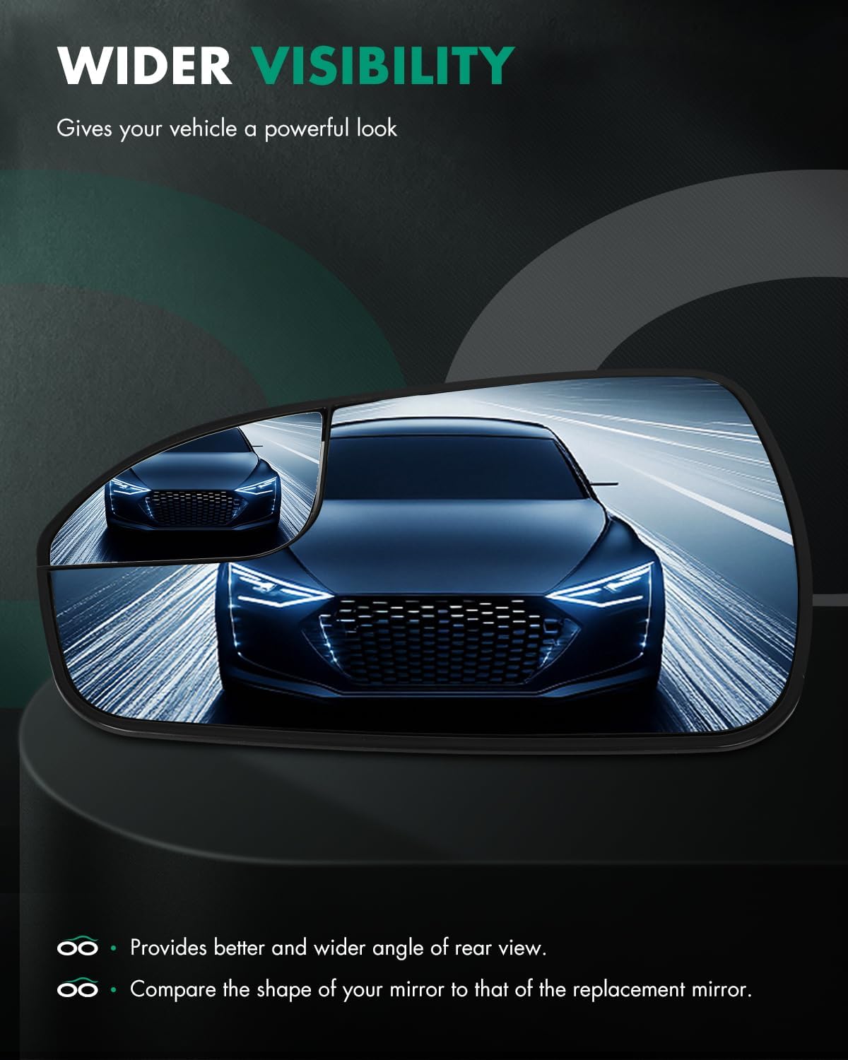 SCITOO Driver Side Mirror Glass Compatible with 2013 2014 2015 2016 2017 2018 2019 2020 2021 For Ford Fusion Heat Left Outside Exterior Mirror Glass DS7Z17K707F