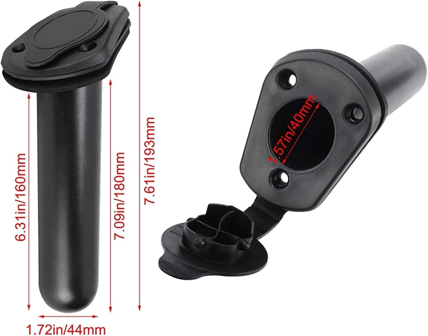 Kayak Fishing Accessories Kayak Deck Fishing Rod Holder Mount with Cap Cover Kayak Paddle Clips Accessories for Kayak Fishing Boat Canoe for Kayaks Canoes Boats (Color : Black)