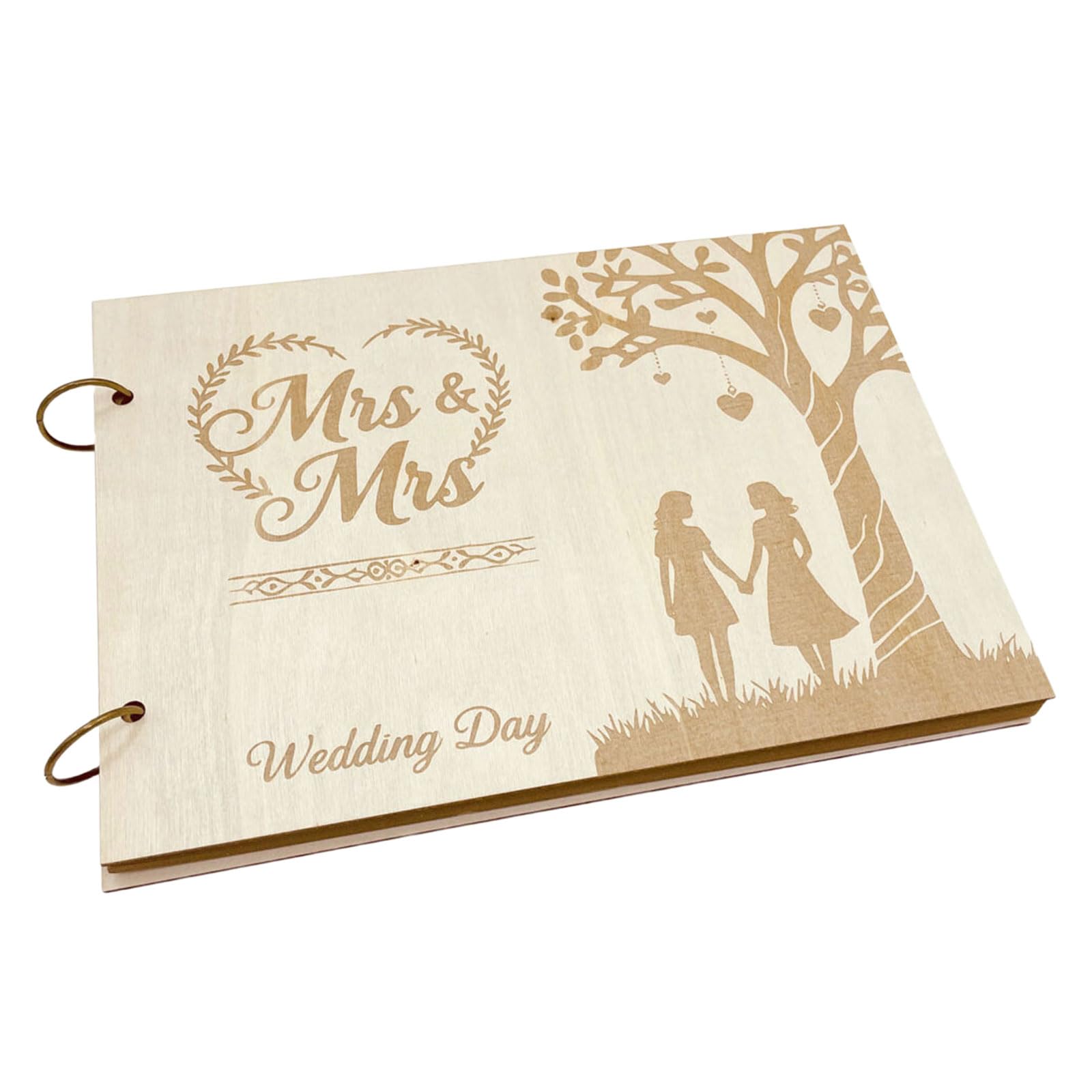 carotoe Wood Construction 20 Pages Hollow Wedding Guest Book Engagement Guestbook Home Display Decoration Supplies Wedding Guest Book