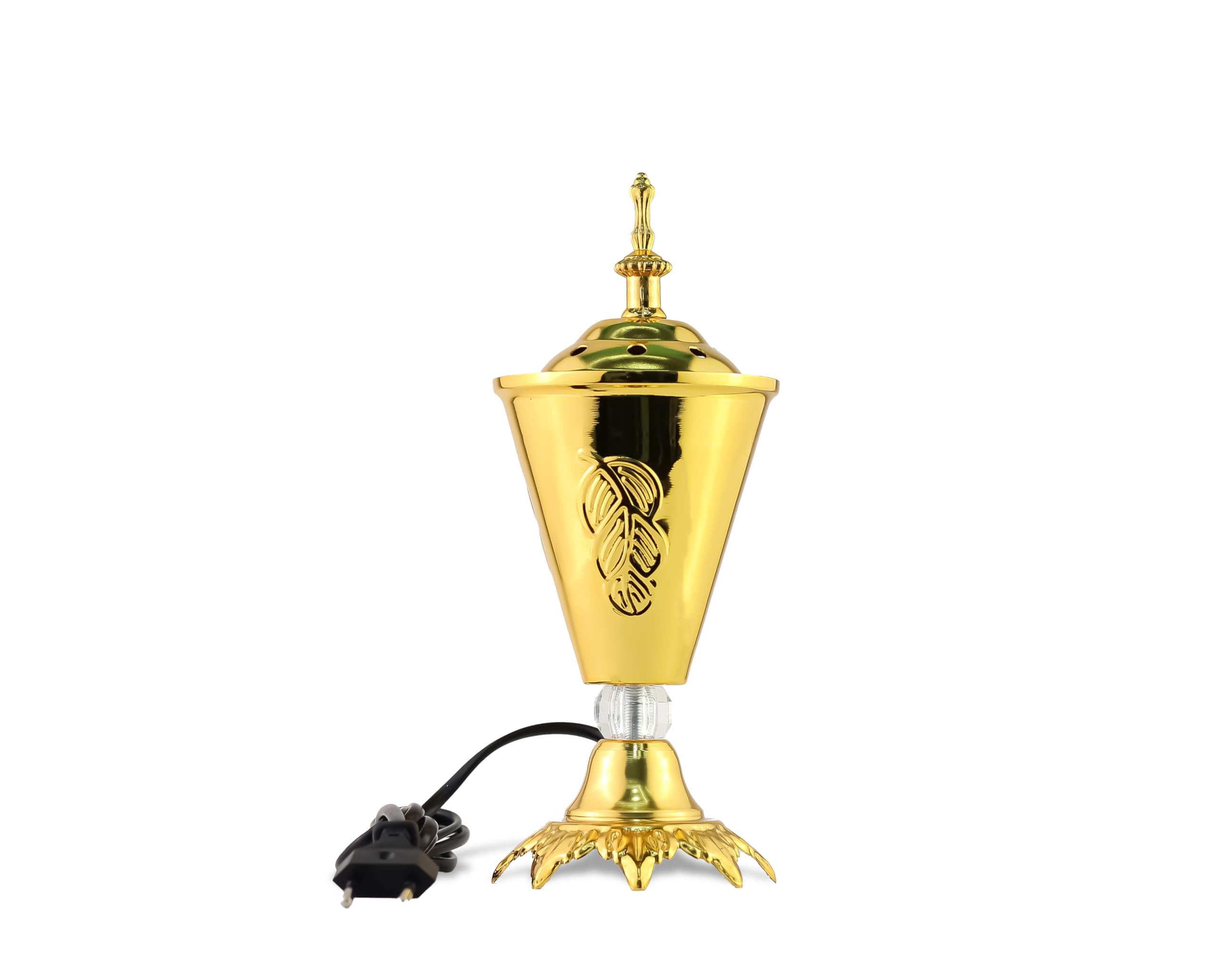 Arabian Electric Incense Burner Metal Vintage Arabic Burner - Electric Bakhoor Incense Holder for Arabian Oud, Home and Hotel Decor (Gold)