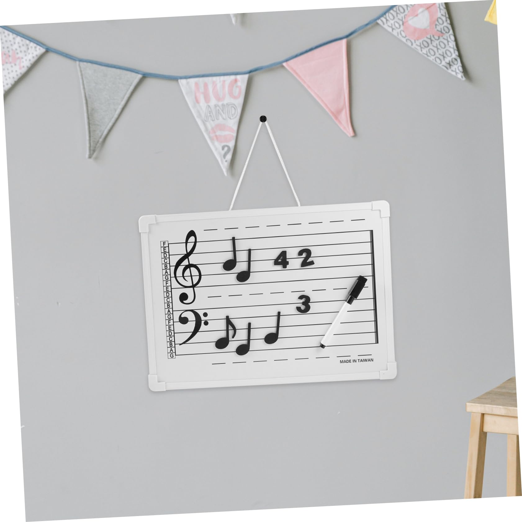 PLAFOPE Abwischbares Whiteboard aus Kunststoff mit Magnetischen Notenaufklebern Leichte Lerntafel für Schule und Zuhause für Anfänger zum Musikunterricht