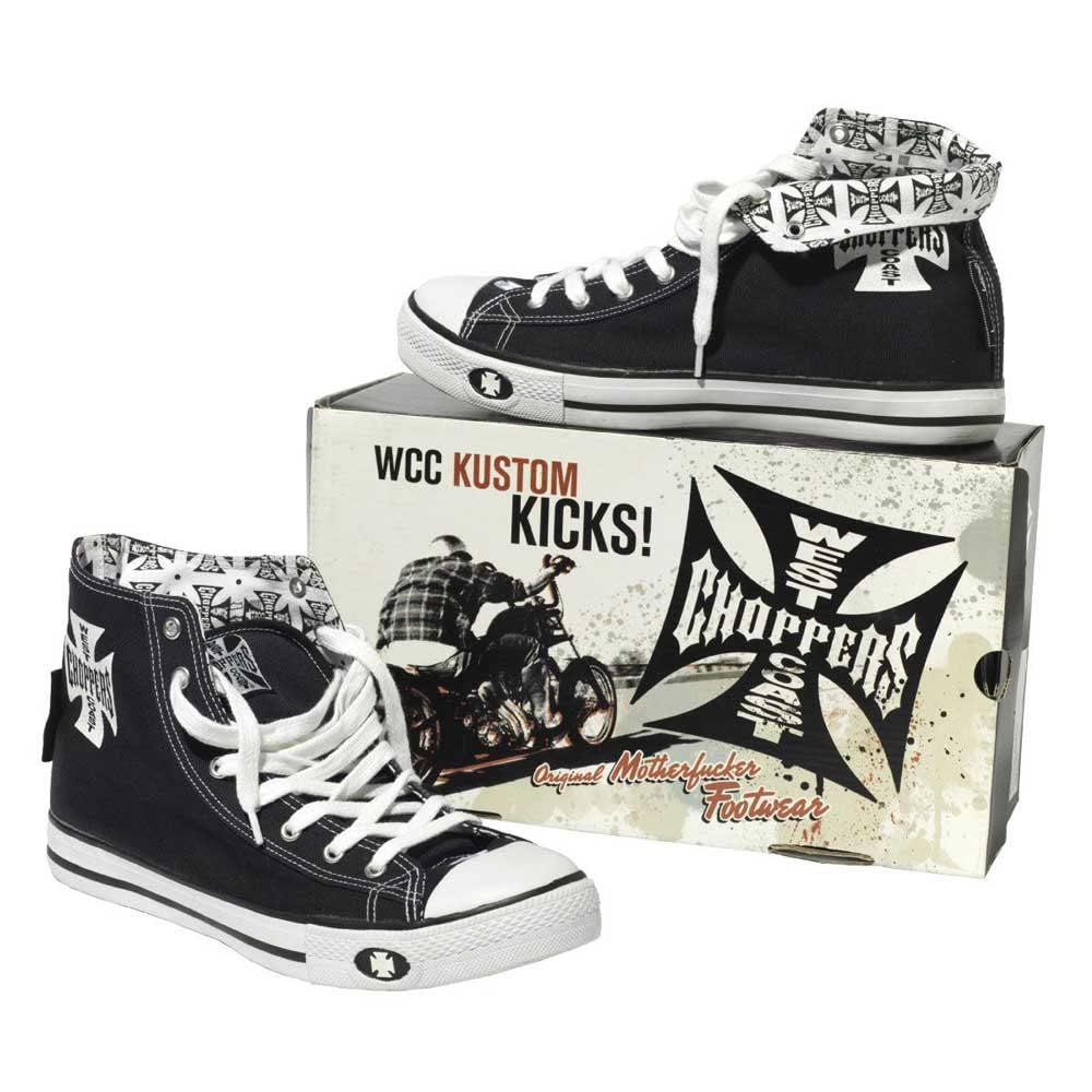 WEST COAST CHOPPERS Iron Cross Rockabilly - Sneaker da uomo, colore: Nero/Bianco