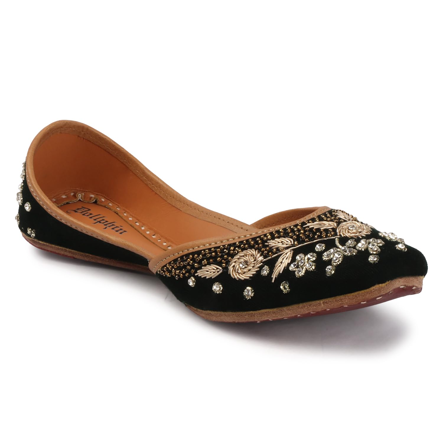Women B-Green Embroidered Ethnic Mojaris Flat for Festive & Party DJ-14-image-24