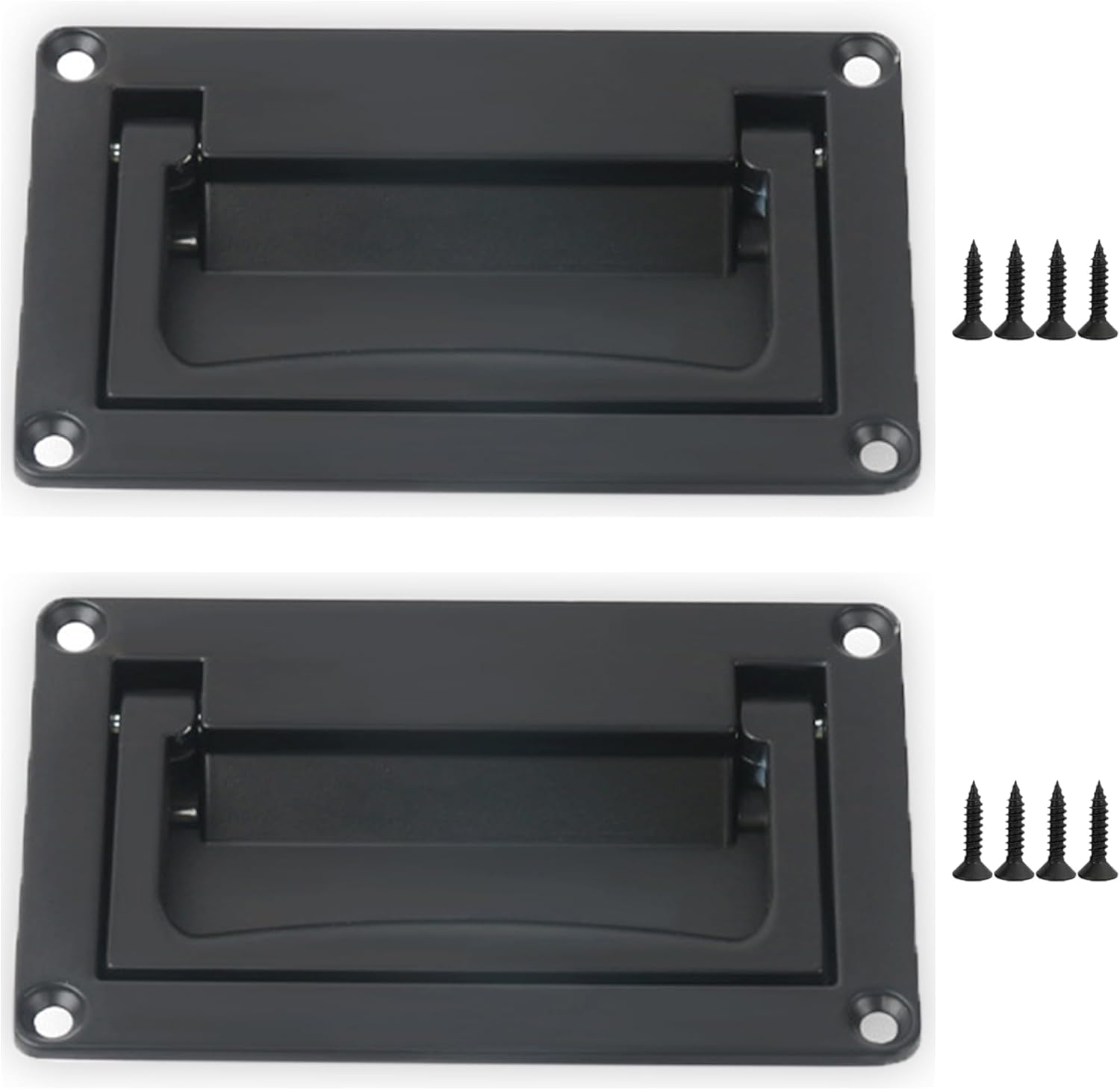 Black Zinc Alloy Recessed Pull Handle,Recessed Flush Pull Handle for Drawer Access Door Toolbox,Kitchen Hardware Cabinet Drawer Handles(2 Pack,4.33 x 2.75 inch)