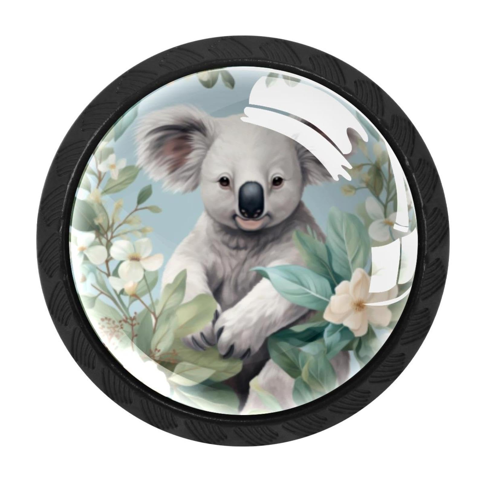 CHENZZZZ Koala Drawer Knobs Pull Handle Crystal Glass Circle Shape Cabinet Drawer Pulls Cupboard Knobs with Screws for Kitchen Cupboard Dresser Wardrobe etc