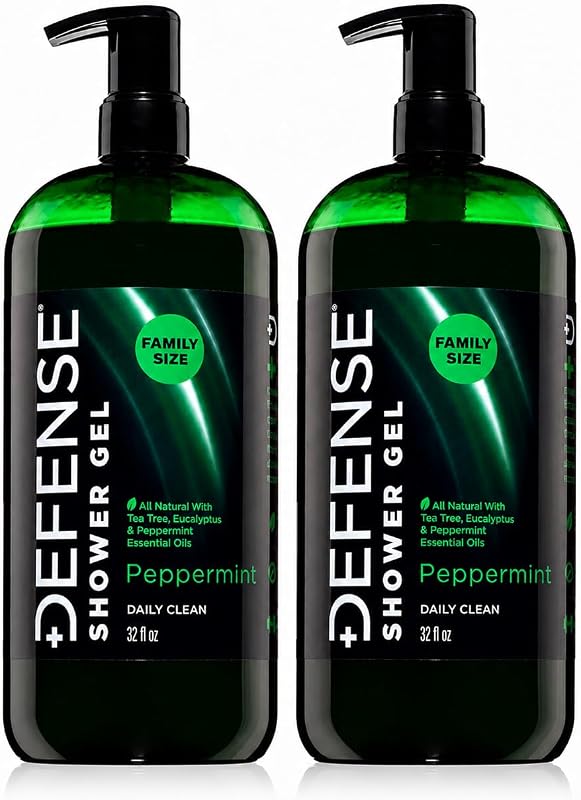Sabonete líquido corporal Defense Soap Peppermint Tea Tree 946 mL, Pacote com 2
