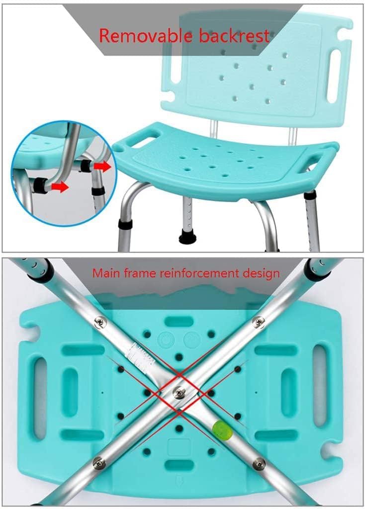 Sillas de Ducha con Respaldo, Altura Regulable, fáciles de Montar y Desmontar, soportan 130 kg