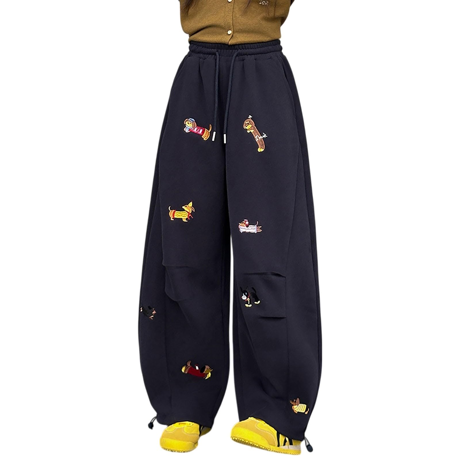 Pantaloni della tuta da ragazza casual a gamba larga pantaloni alla