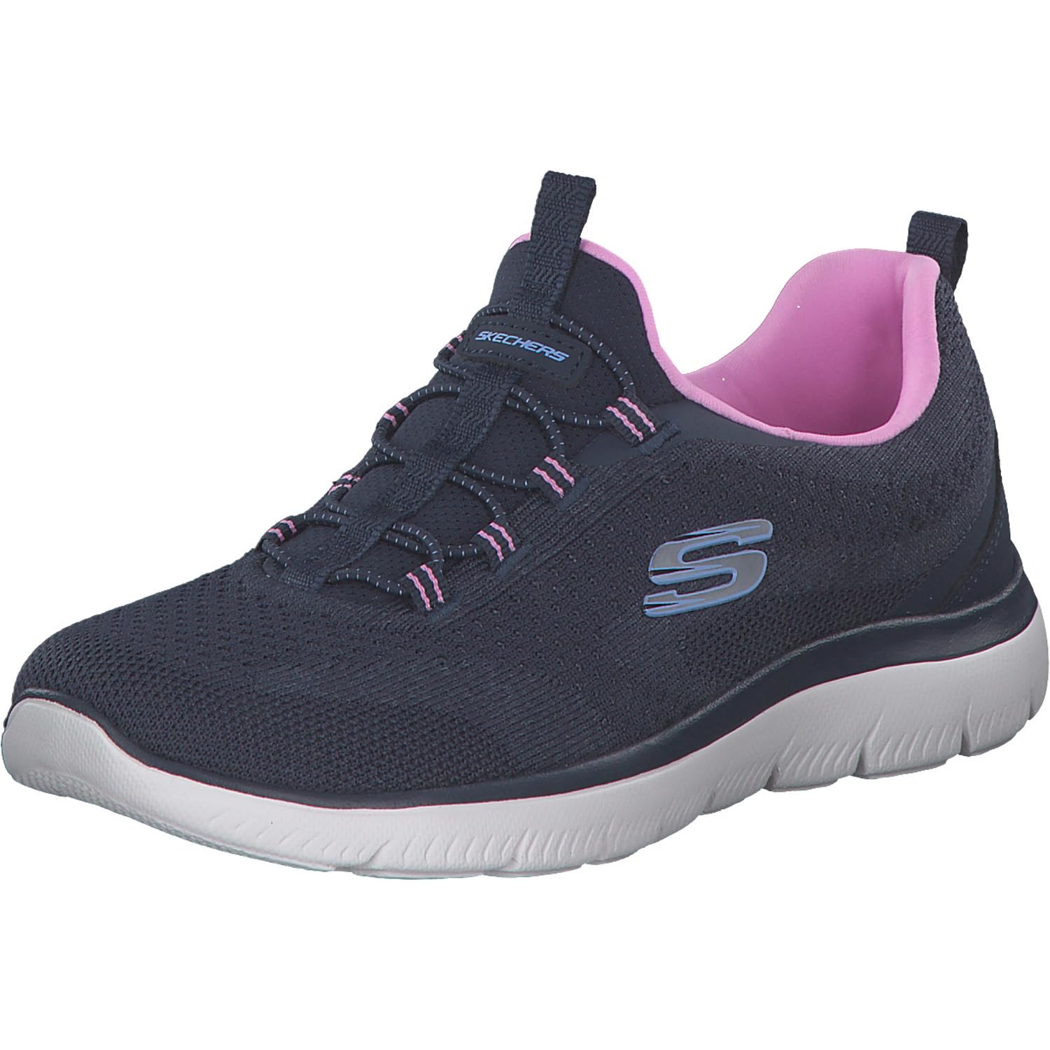 Skechers Women's Summits New Nature Trainers, Navy Knit/Pink & Periwinkle Trim, 5 UK