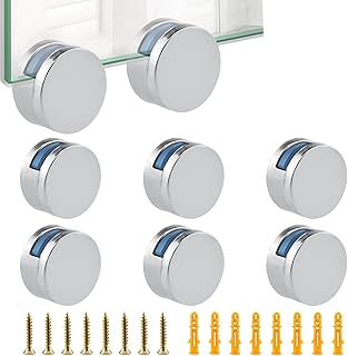 8 Pack Frameless Mirror Mounting Hardware Kit, Zinc Alloy Mirror Holders, Mirror Glass Hanging Bracket, Glass Mounting Clips Bathroom Mirrors Supporting Shelf Clamps Fits for 3-5mm Thick Glass