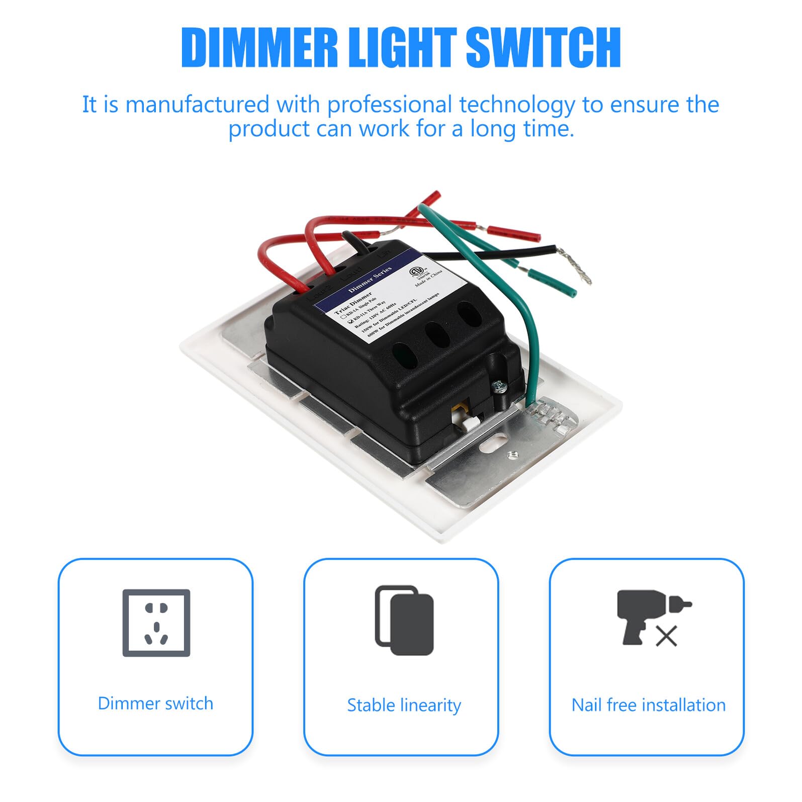 Elektrischer LED Schiebedimmer 600w Max mit Abs und Aluminiumlegierung Präzise Steuerung Geeignet für Gedimmtes Licht im Wohnbereich