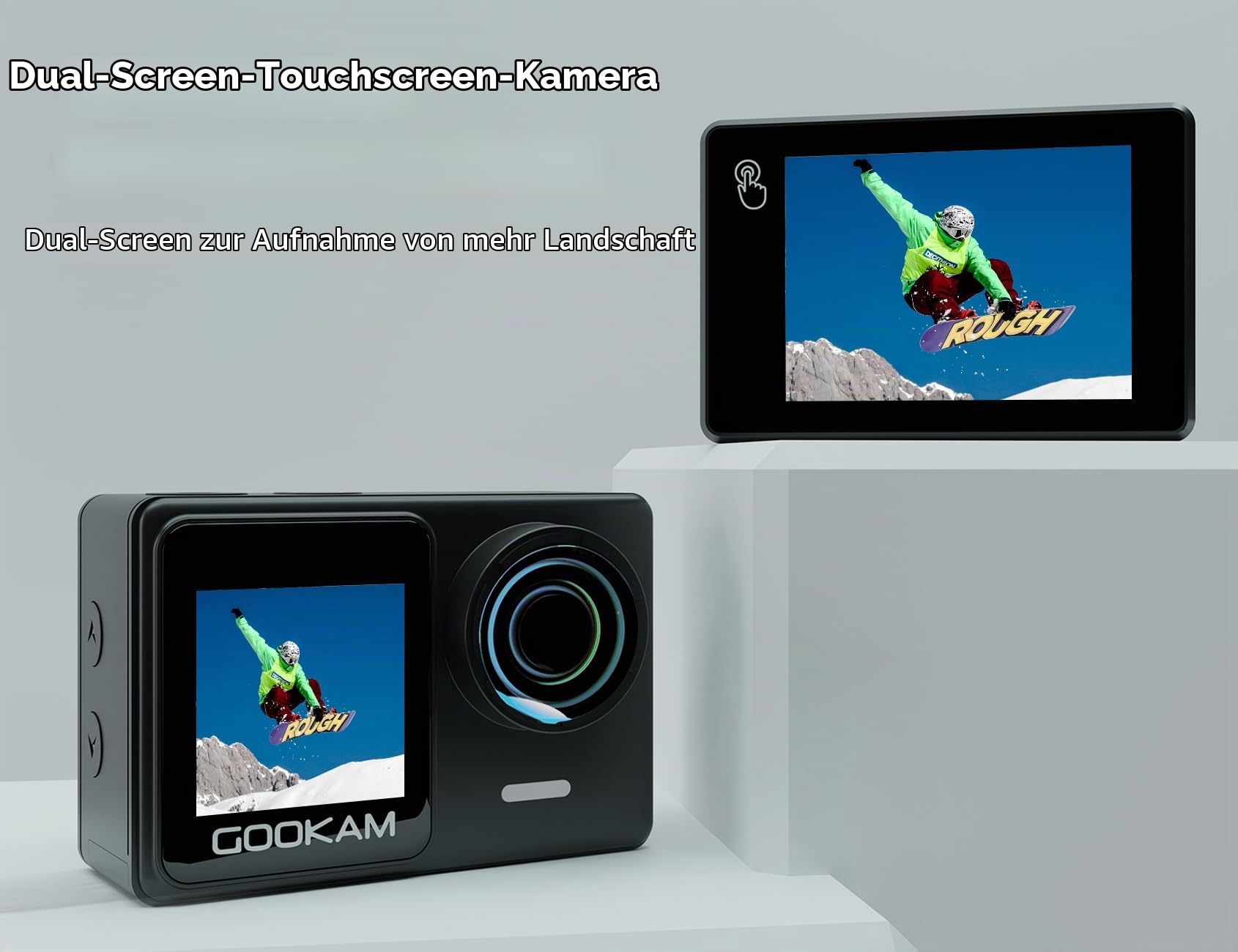 GO7 Action Cam 4K Dual Touchscreen Unterwasserkamera 40M mit 2.4G Fernbedienung EIS Anti-Shake 170° Weitwinkel WiFi tragbar Helmkamera mit Microphone 2 * 1350mAh Akkus