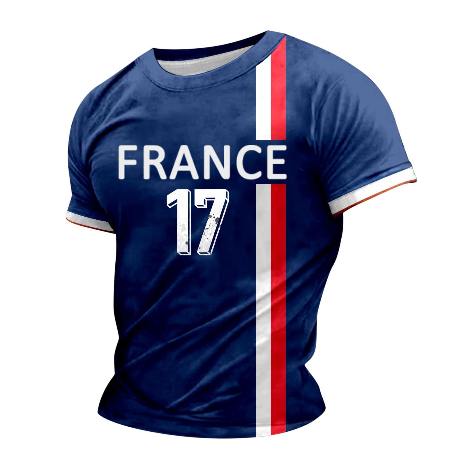 Foweknow France Football Jersey Men's Sports Jerseys with Number for Men Women Summer Fitness Sports Shirt Adult Gym Unisex Short Sleeve Crew Neck Top Training Shirt Functional Shirt, blue, M