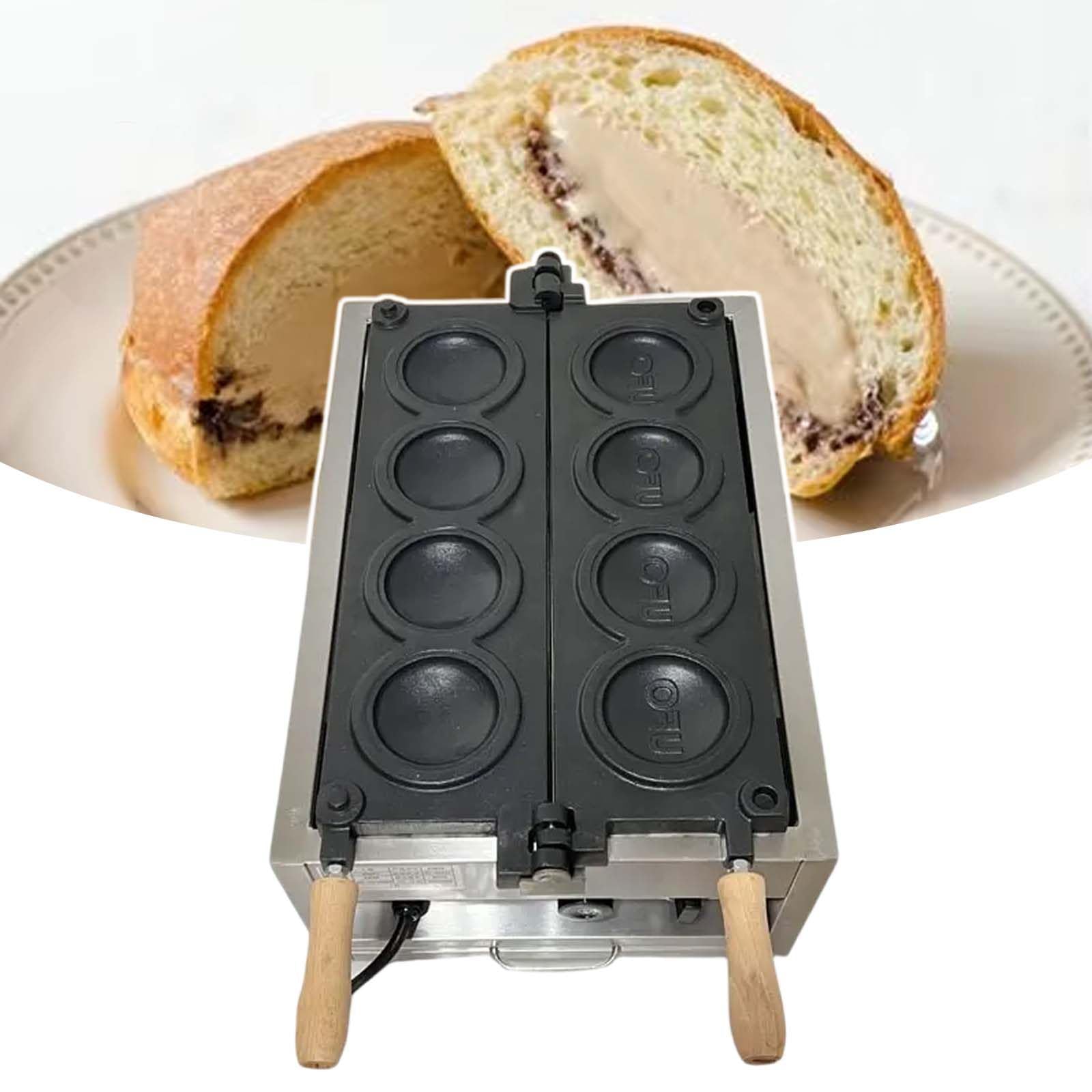 Macchina per waffle commerciale, macchine per snack da 3000 W, macchina per waffle a monete, con rivestimento antiaderente, regolabile da 50 a 300 °C, adatta per la preparazione di dessert fatti