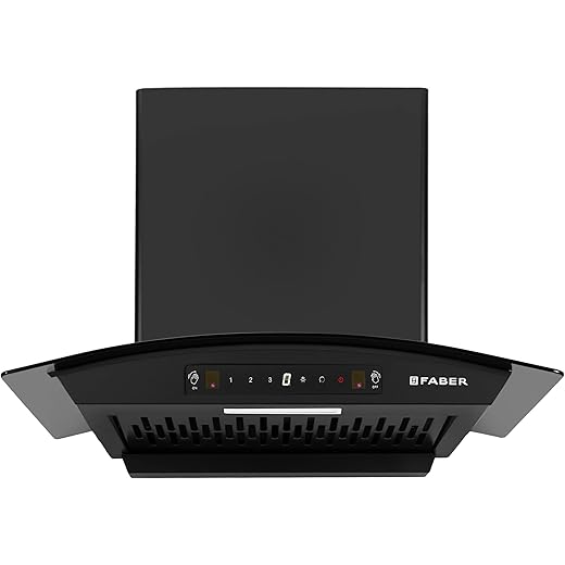 Faber 60 cm 1200 m?/hr Autoclean Curved Chimney| Black Filterless with Oil Collector |8 Yrs Motor & 2Yrs Comprehensive Warranty by Faber | Touch & Gesture Control | Hood Venice IN HC SC FL BK 60