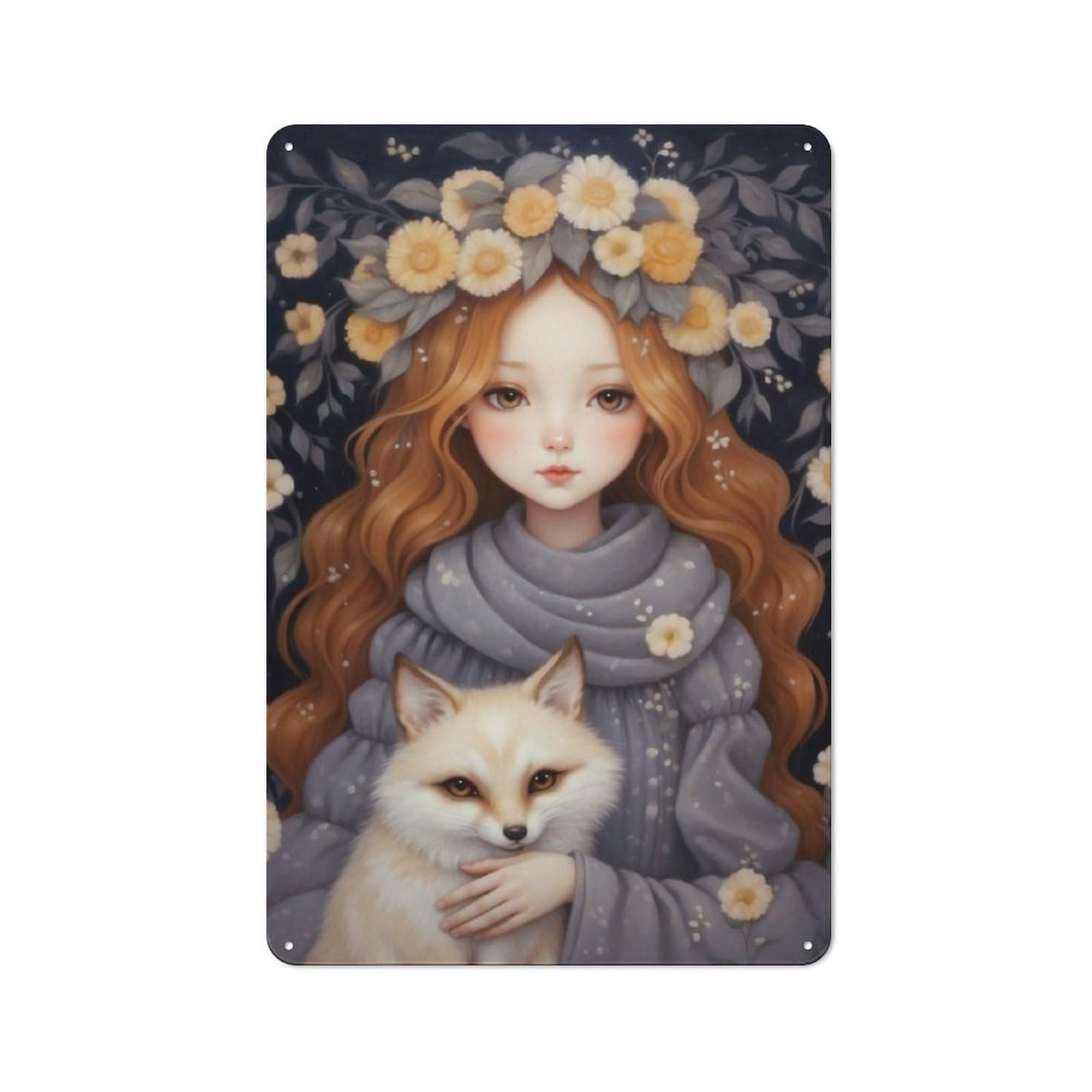 Junmoney Girls Cute And Fox Metal Sign 30X20cm With For Workshop Wall, Retro Decor, For Garage, Workshop And Man Cave Decoration