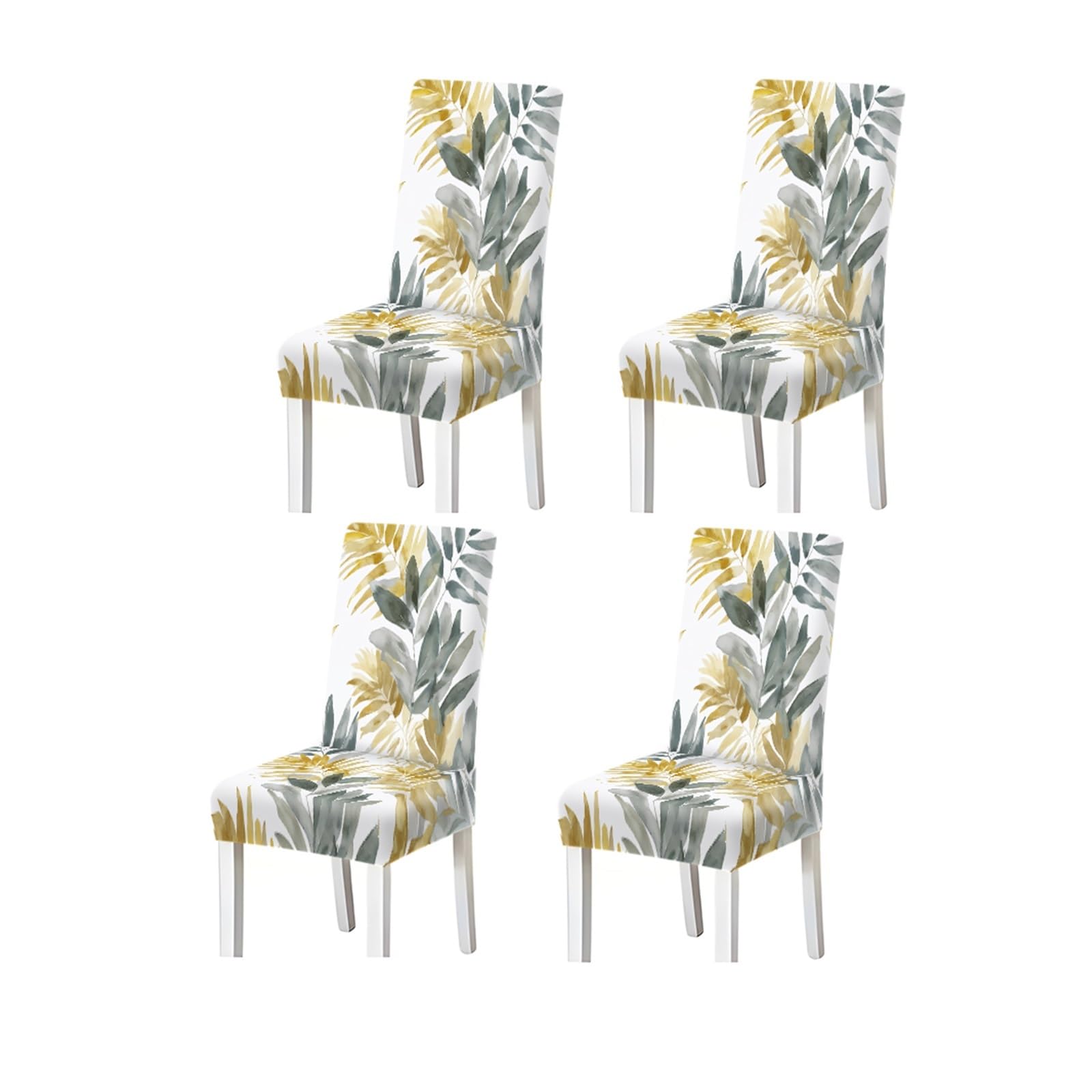 KXUAUV Watercolor Green Yellow Tropical Leaf Print Dining Chair Covers, Stretch Slipcovers For Kitchen Dining Room Summer, 2/4/6PCS Seat Protectors for Restaurant Hotel Party(4PCSChair cover)