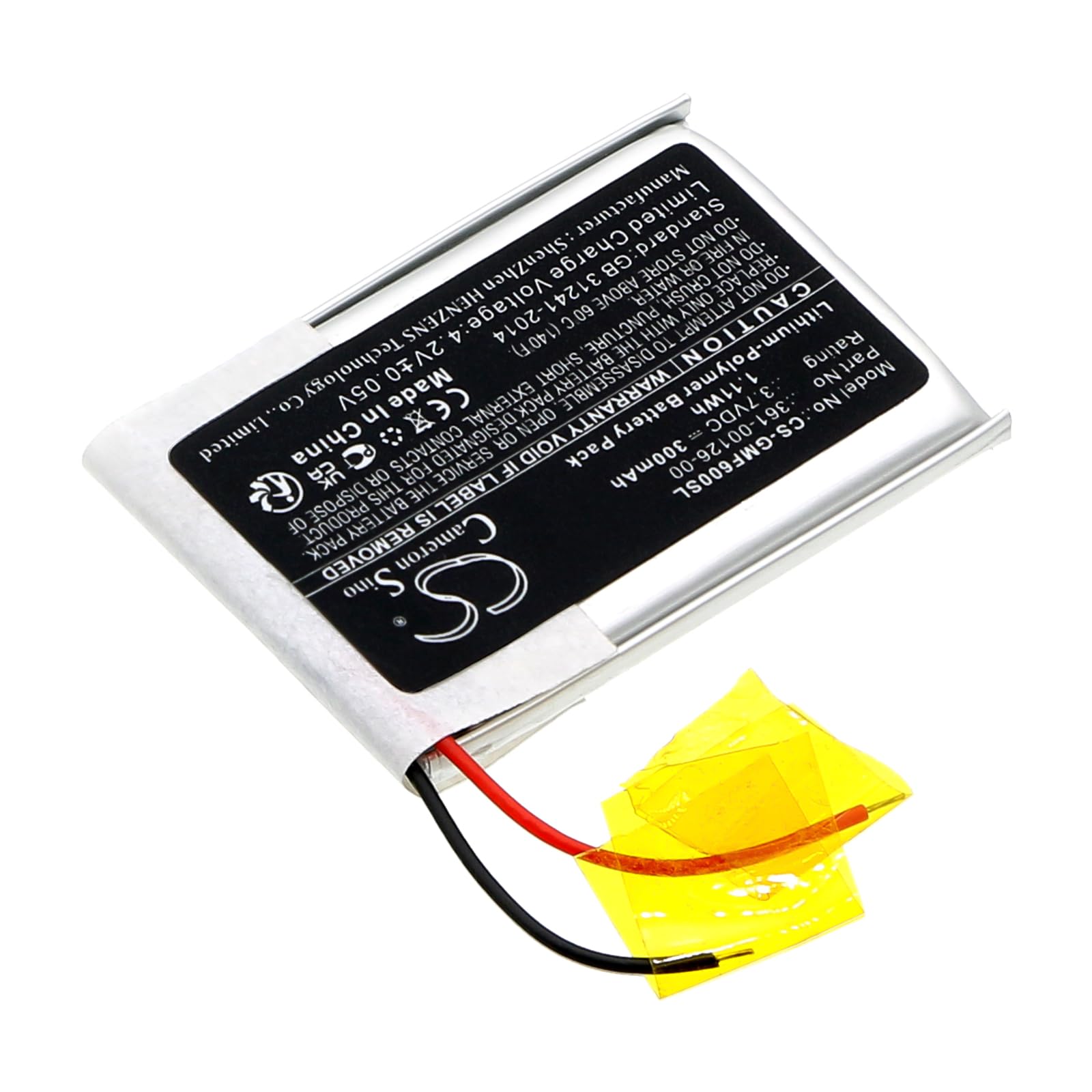 TECHTEK Battery 300mAh compatible with [Garmin] Fenix 6X, Fenix 6X Pro Solar, Tactix Delta Solar replaces 361-00126-00