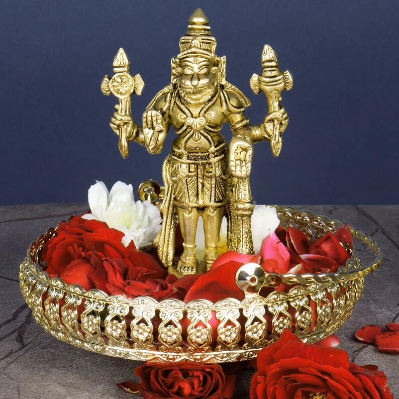 Estatua de Narasimha Dev Vishnu en latón 5.75 pulg miniatura 4