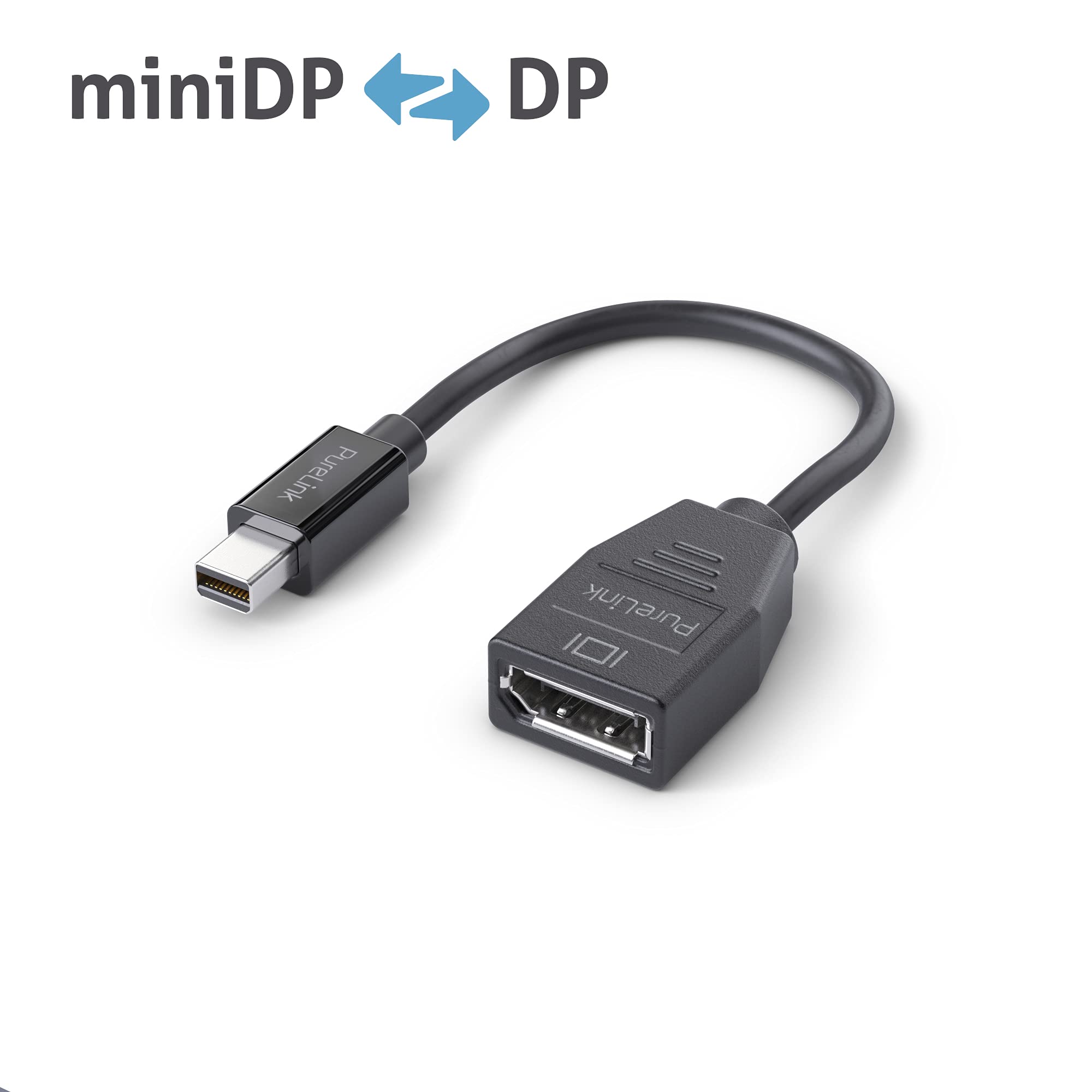 PureLink de Mini DisplayPort a DisplayPort Adaptador, 4K Ultra HD 60Hz, 21,6GB/s de Ancho de Banda, Conectores chapados en Oro, 0,15m, Negro