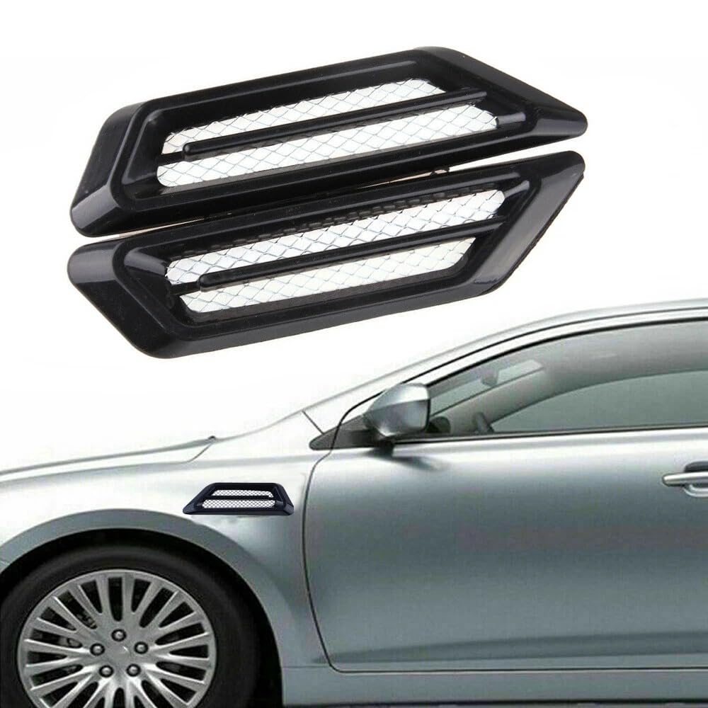 Car Air Flow Vent Fender Side Duct for Range- Rover Velar All 2018 Onwards Models of Land-Rover Car Decorative Sporty Racing Fender Grill Sticker, Universal for All Cars Black - Set of 2 pcs