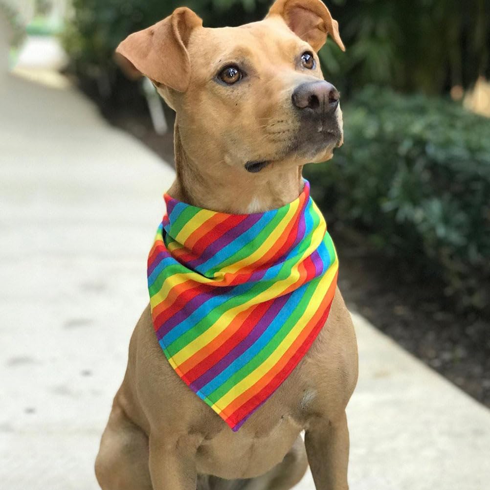 6er Set Hunde-Bandanas Tie-Dye Regenbogen – Verstellbare Dreieckstücher Aus Polyester, Waschbar