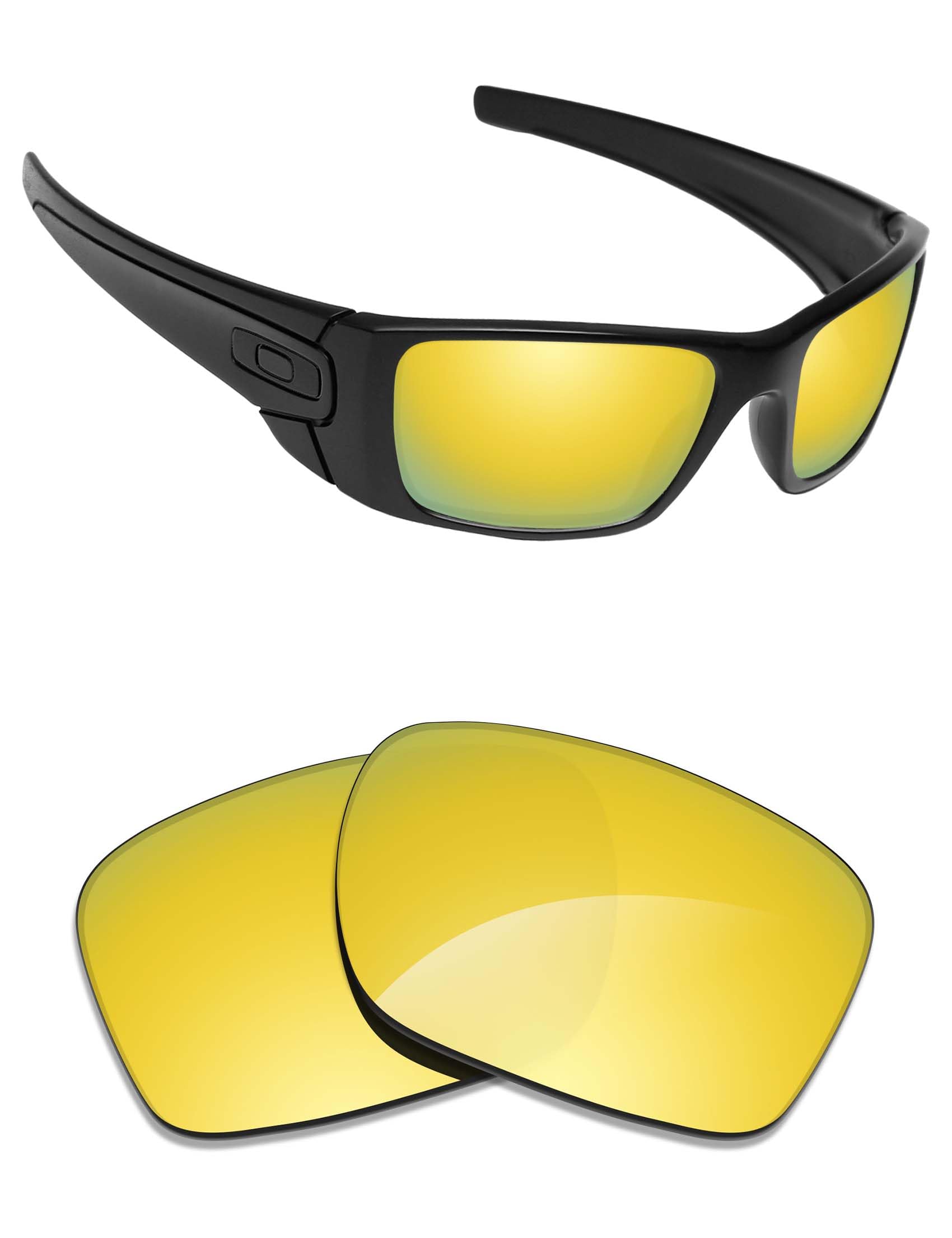 Alphax 24K Gold Mirrored Elite Polarized Replacement Lenses for Oakley Fuel Cell OO9096 Sunglasses