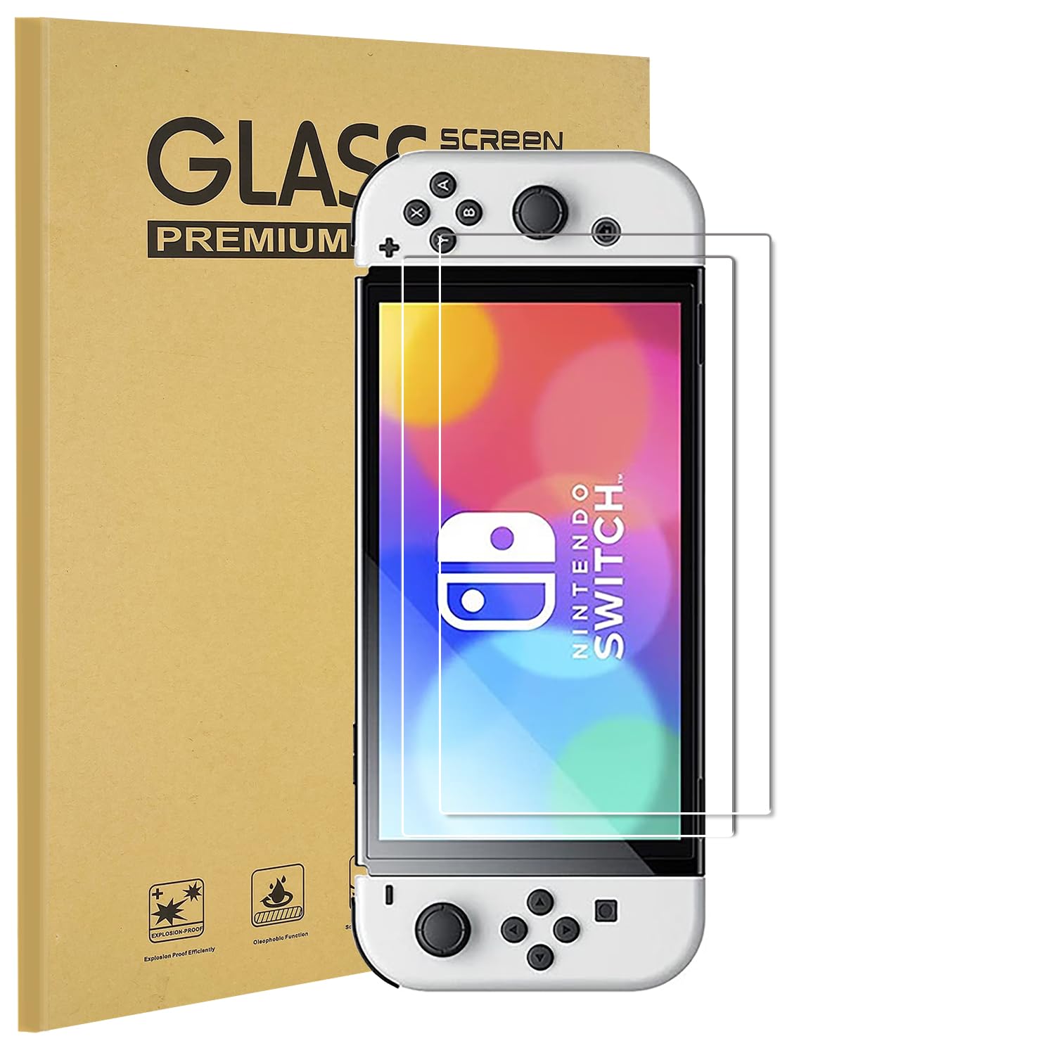 KEANBOLL 2-Pack Tempered Glass Screen Protector Compatible with Nintendo Switch OLED model 2021, Ultra Clear & 9H Hardness & Scratch Resistant & Easy