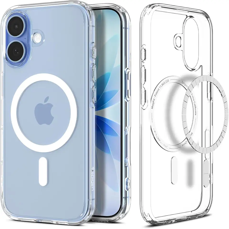 Spigen Case for iPhone 17 Case, Ultra Hybrid MagFit [Anti-Yellowing, Magsafe Compatible] Designed for Apple iPhone 17 Case (2025) - Clear White ClimatePartner certified