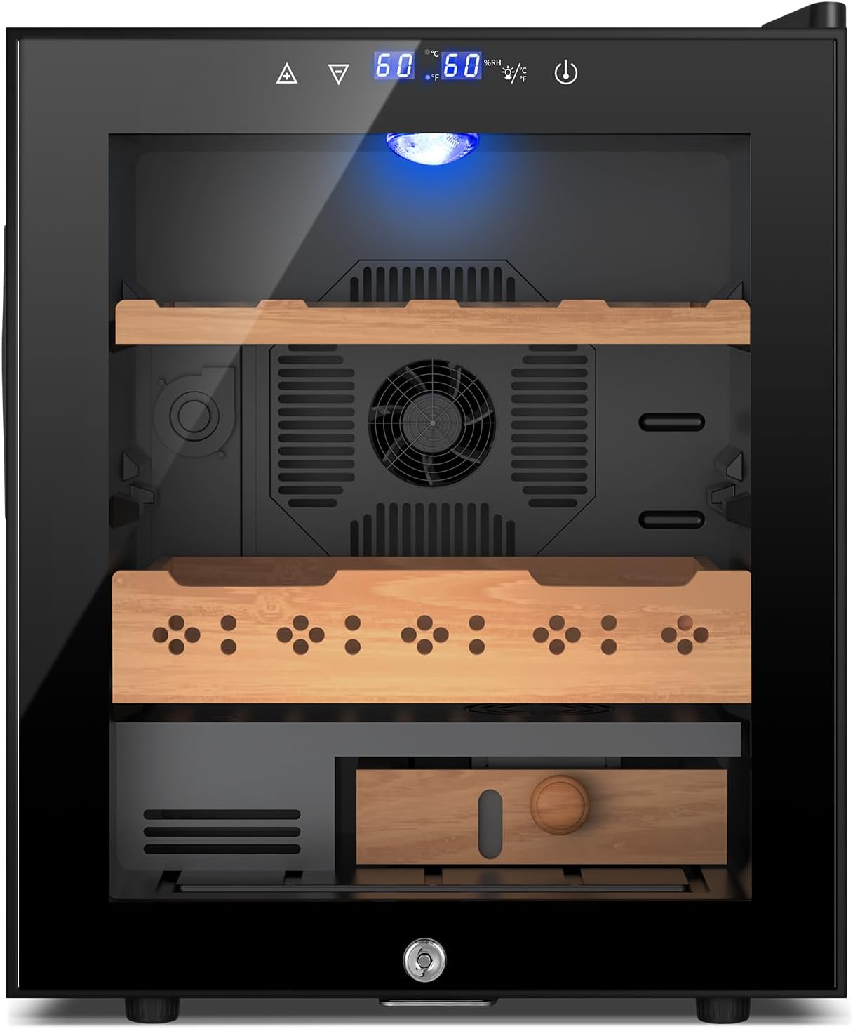 50L Electric Humidor, 300 Counts Large Capacity,Thermostatic Electric Cooler Cabinet with Digital LED Screen, Safety Lock,Smart Humidity & Temp Control, Gifts for Men