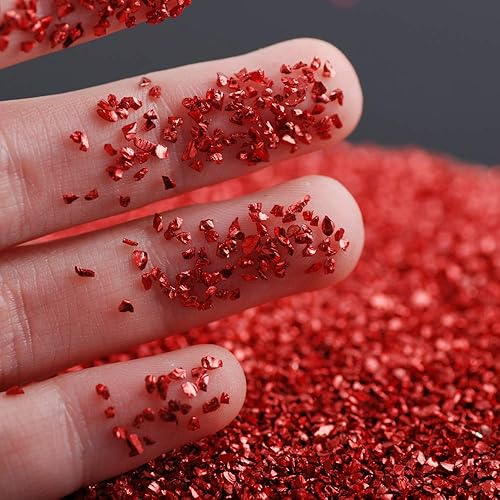 Hisenlee Cristal triturado de 7.05 oz de piedra irregular con lentejuelas gruesas, copos iridiscentes para bricolaje, resina epoxi, arte de uñas,