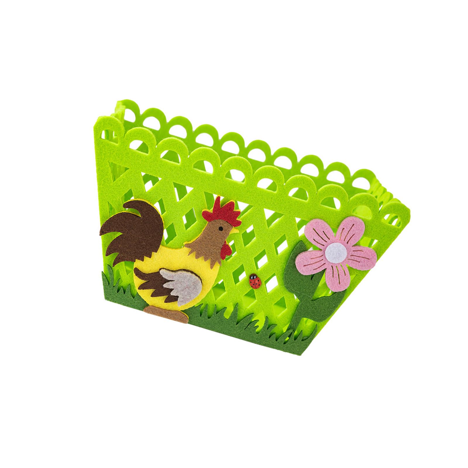 Msioytog Green Holiday Gift Bag Features A Colorful Rooster Versatiled Storage Basket For Eggs And Candy For Parties Decoration Candy Holder
