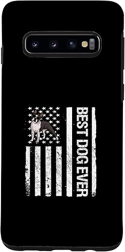 Funda para Galaxy S10 Boston Terrier con bandera de Estados Unidos Boston Bull Terrier Best Dog Ever