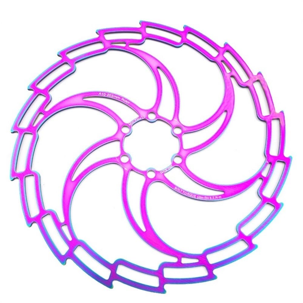Rotors de frein de vélo arc-en-ciel 203mm en acier haute résistance