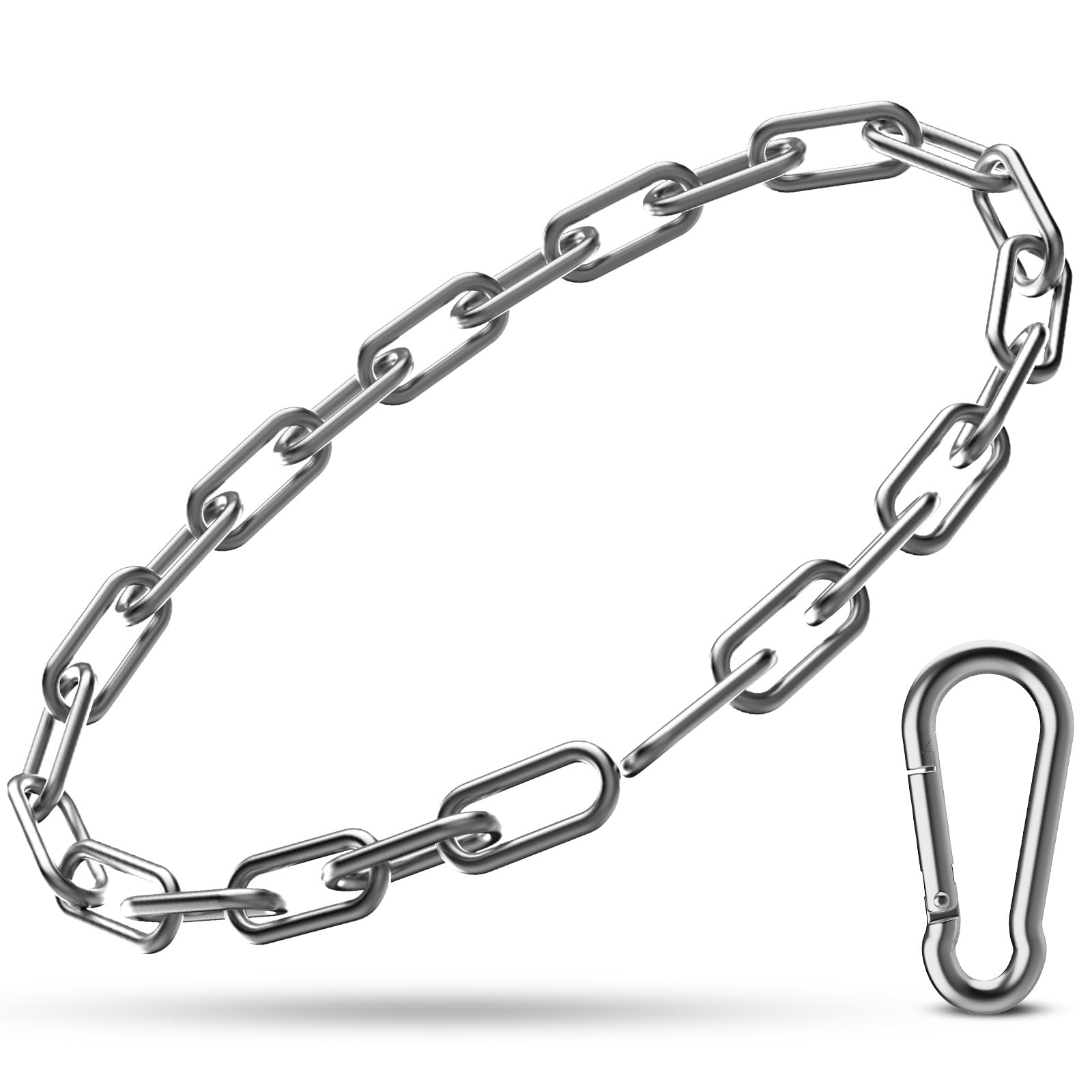Gate Chain Lock, 23.6 Inch 304 Stainless Steel Chain Fence Gate Latch with Carabiner
