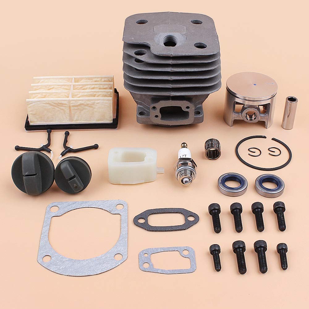52 mm Cilindro pistón silenciador de Escape Tornillos Kit de Tapas de Filtro de Aire Compatible con Husqvarna 268272 XP 272XP Repuesto de Motosierra de Gasolina