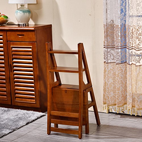Creative Folding Library Home Kitchen Ladder Chair Kitchen Office Use Step Stool Furniture ( Color : Brown ) #TOP4